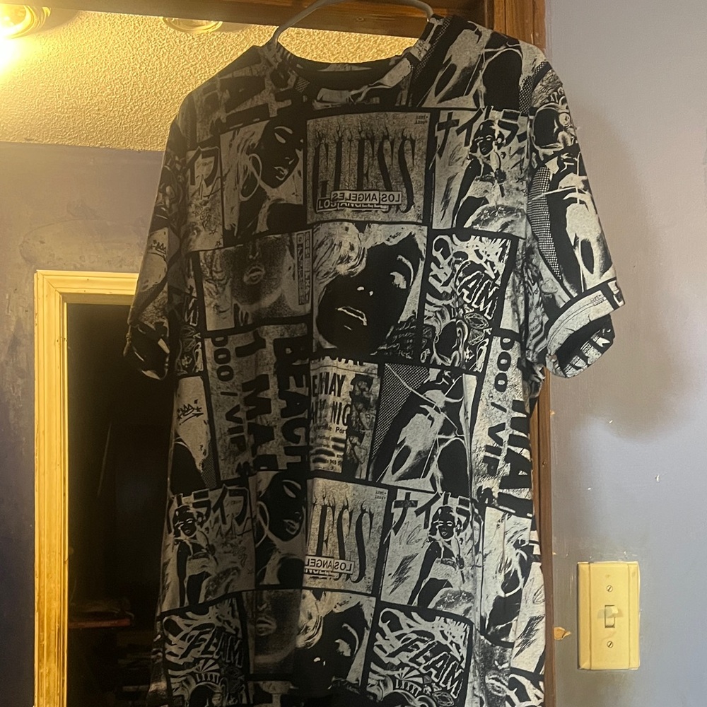 Guess Black and Gray Graphic Men's Shirt